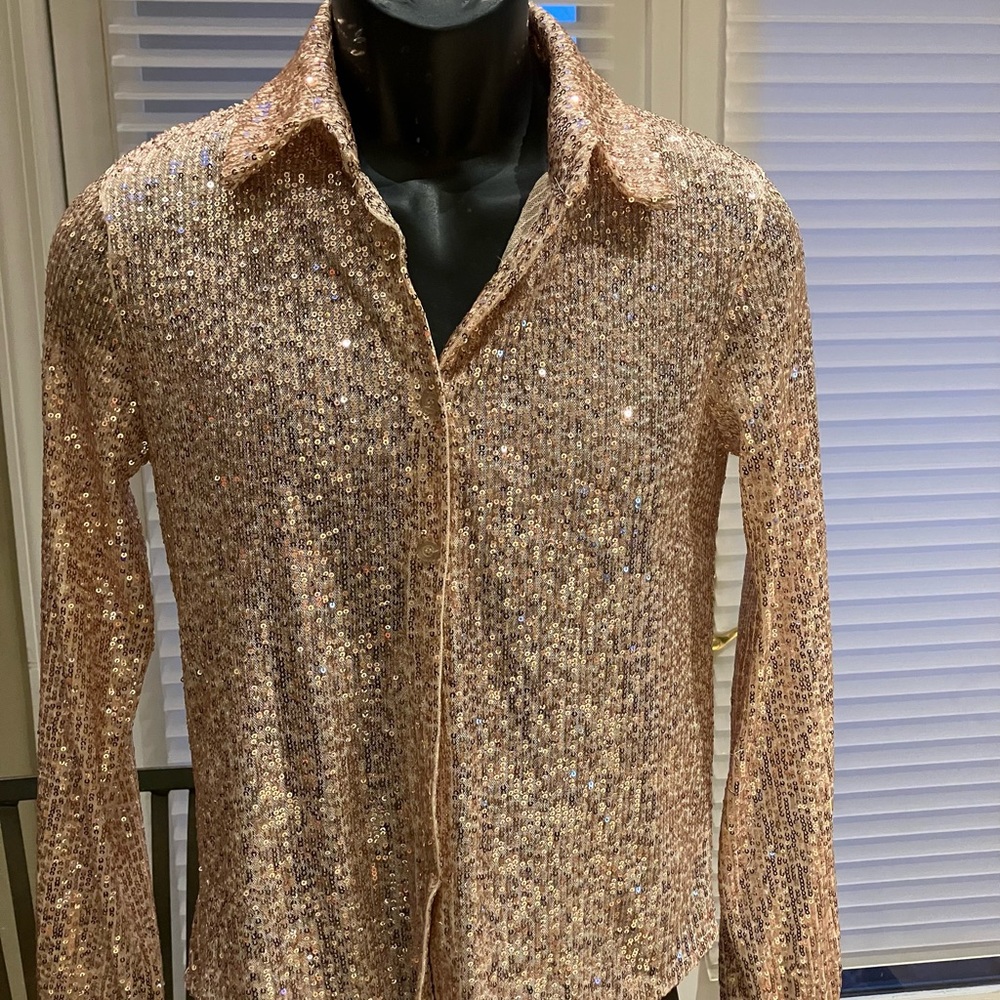 Sparkling Sequin Long Sleeve Shirt